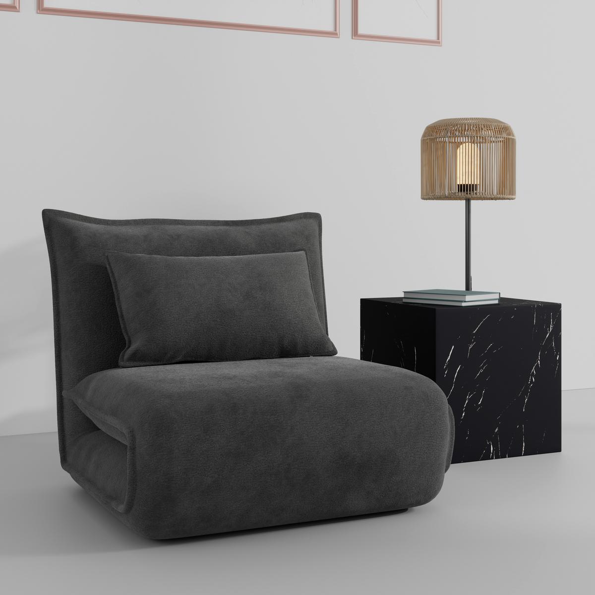 Rozkladacie kreslo MACY, tmavosivá, max. 120 kg - tmavosivá, Modern, kov/textil (83/35/65cm) - Bessagi Home