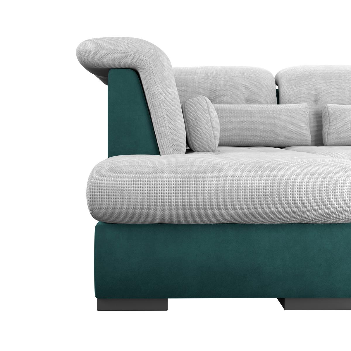 Wohnlandschaft Madera Silberfarben S: 212x358 cm - Türkis/Silberfarben, KONVENTIONELL, Kunststoff/Textil (212/358/190cm)