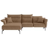 Ecksofa Jakarta - Hellbraun/Edelstahlfarben, Design, Textil (185/265cm) - Livetastic