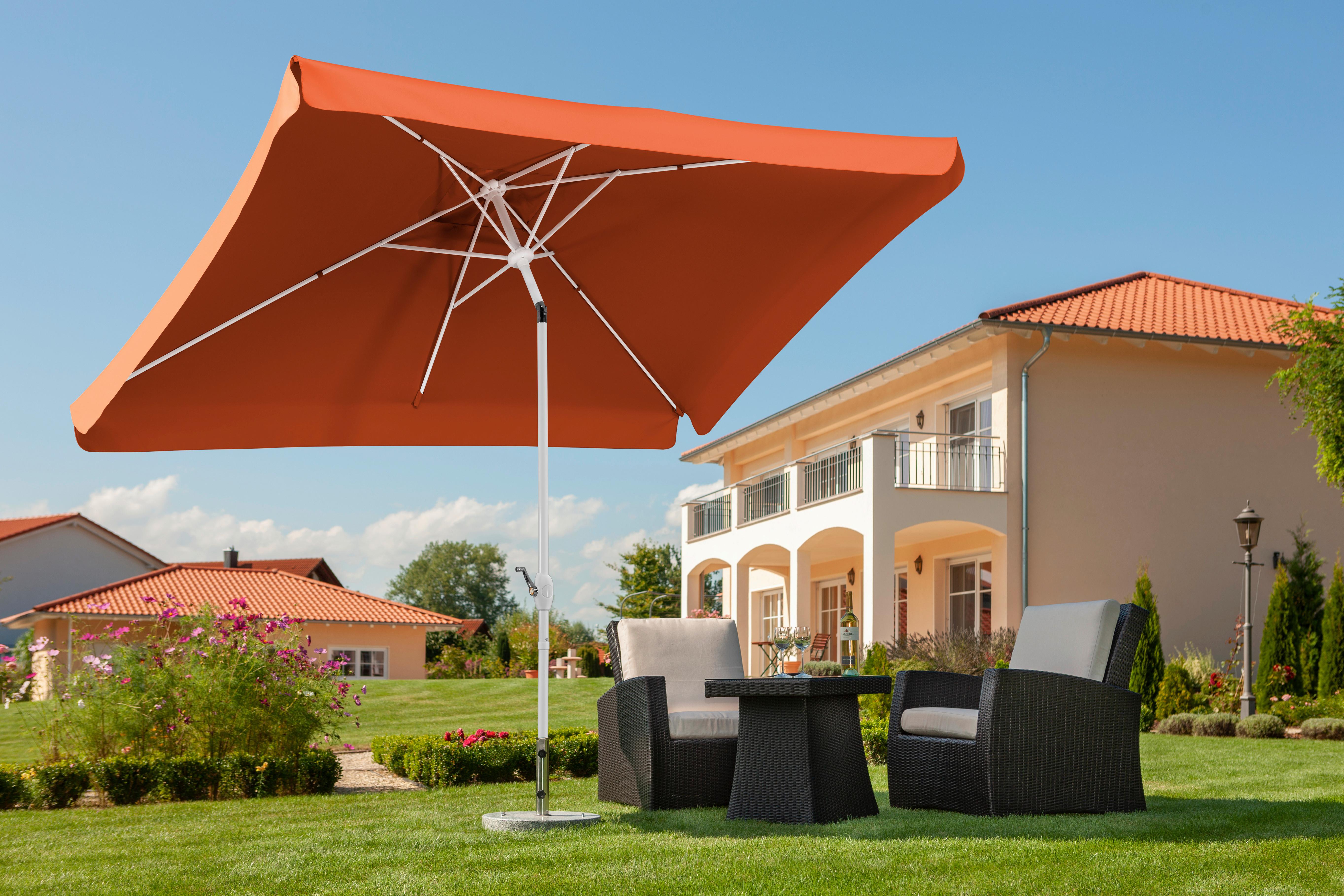 Sonnenschirm Oslo BxHxT: 200x250x300 cm Terracotta - Terracotta/Weiß, Basics, Textil/Metall (200/250/300cm) - Schneider