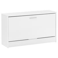 Výklopná skrinka na topánky Zoey biela - biela/strieborná, Konventionell, kov/kompozitné drevo (80/47/24cm) - MID.YOU