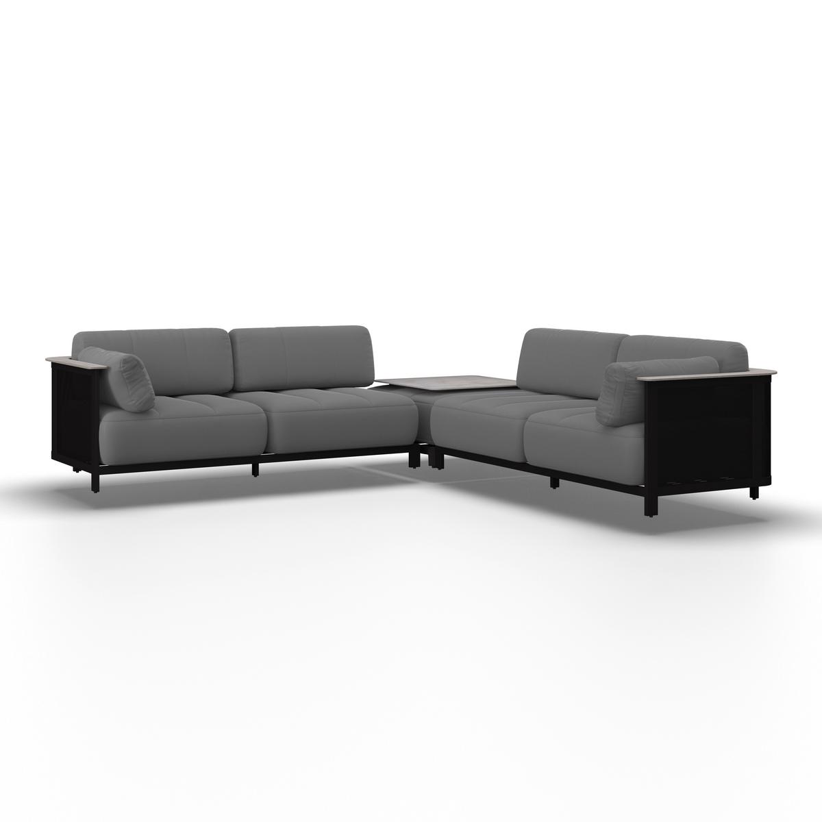 TERASOVÁ SEDACIA SÚPRAVA MARA - čierna/sivá, Modern, kov/textil (186/61/76,5cm) - Bessagi Garden