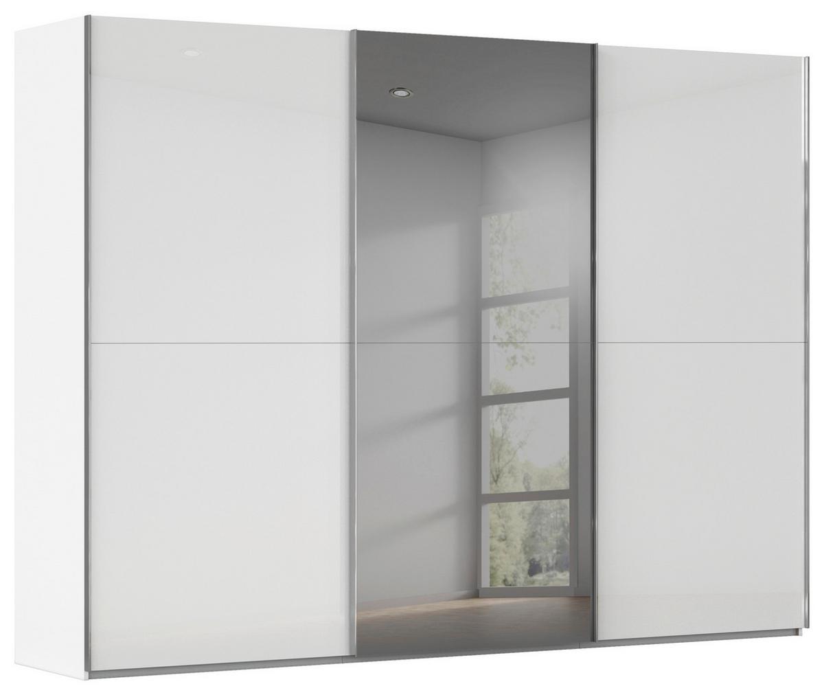 Schwebetürenschrank Weiß/Spiegelglas, B: 300 cm - Weiß, KONVENTIONELL, Glas/Holzwerkstoff (301/222/64cm) - Luca Bessoni