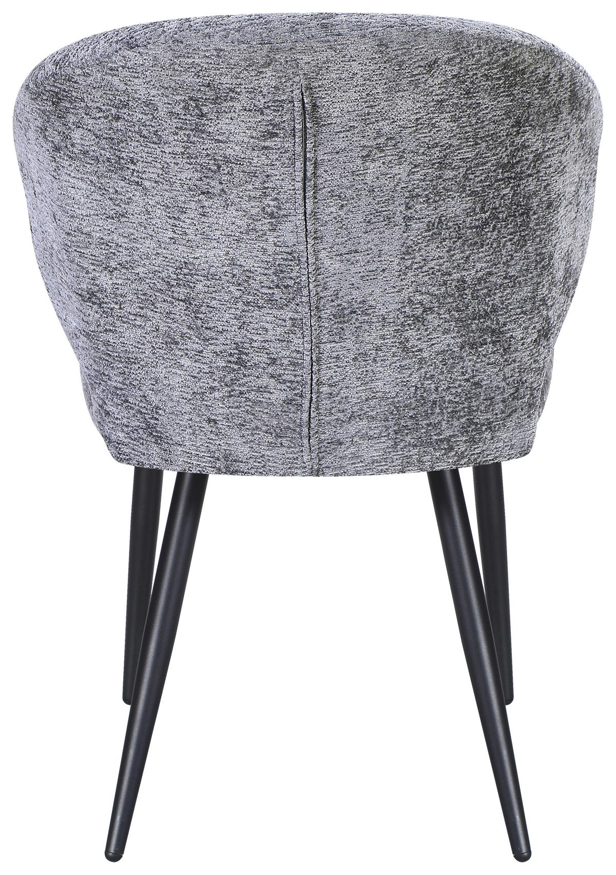 Vierfußstuhl Sindy Chenille Grau - Schwarz/Grau, MODERN, Textil/Metall (63/84/58cm) - MID.YOU