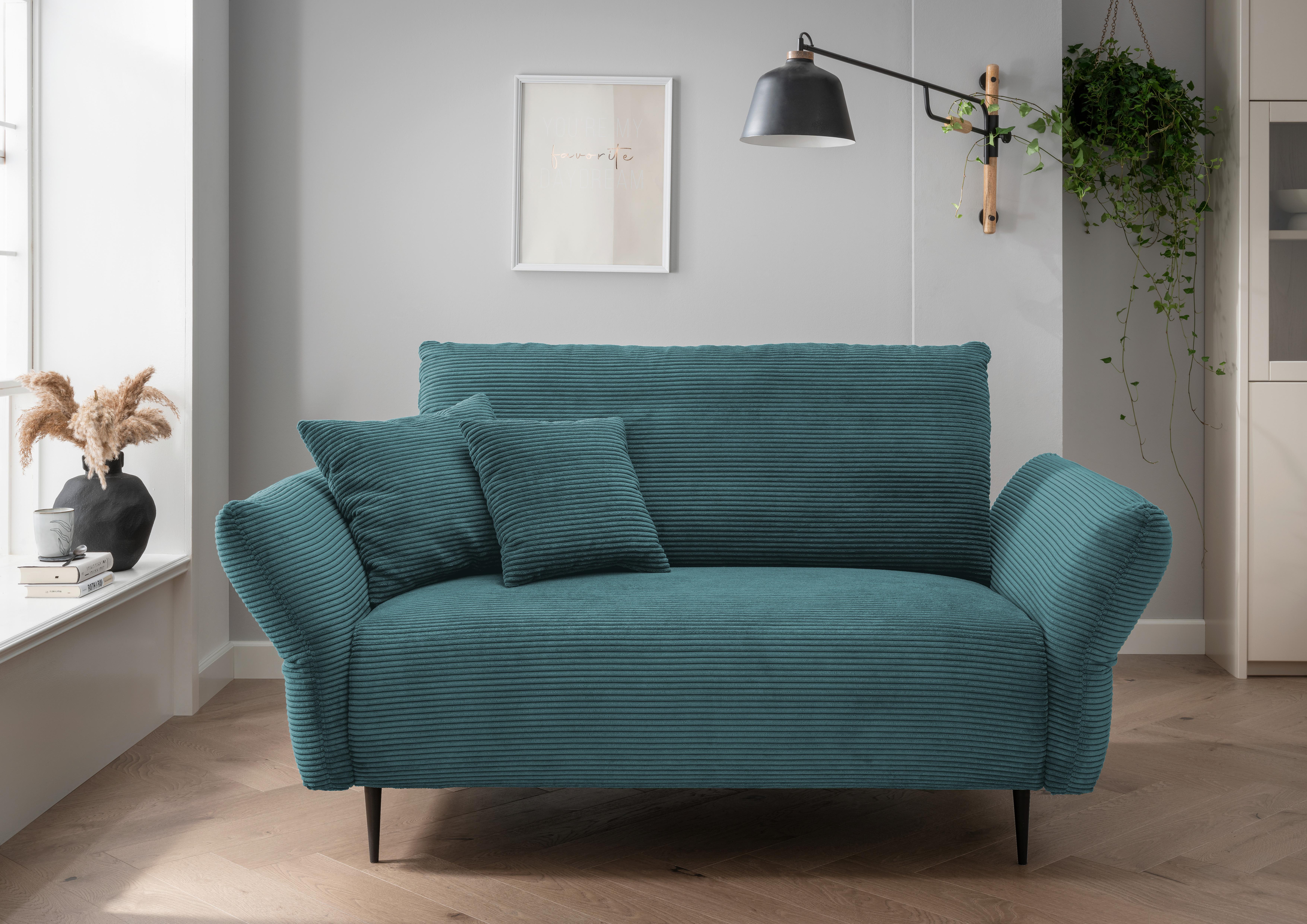 2-Sitzer-Sofa Vanilla Petrol - Petrol/Schwarz, Design, Textil (163/97/102cm) - Livetastic
