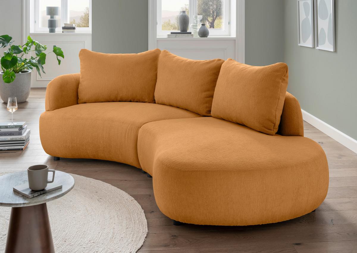 Ecksofa Doppo Goldfarben S: 139x250 cm - Goldfarben/Schwarz, MODERN, Textil (139/250cm) - Livetastic