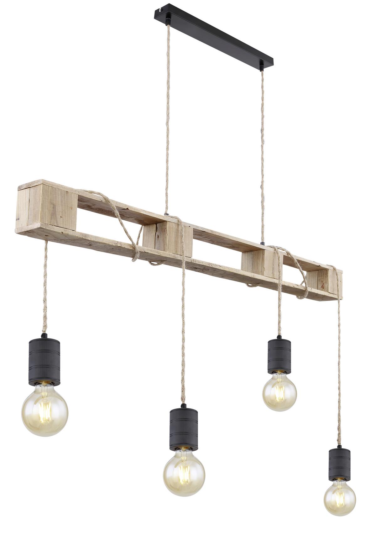 Hängeleuchte Cassia - Schwarz/Braun, LIFESTYLE, Holz/Metall (121/10/120cm) - Globo