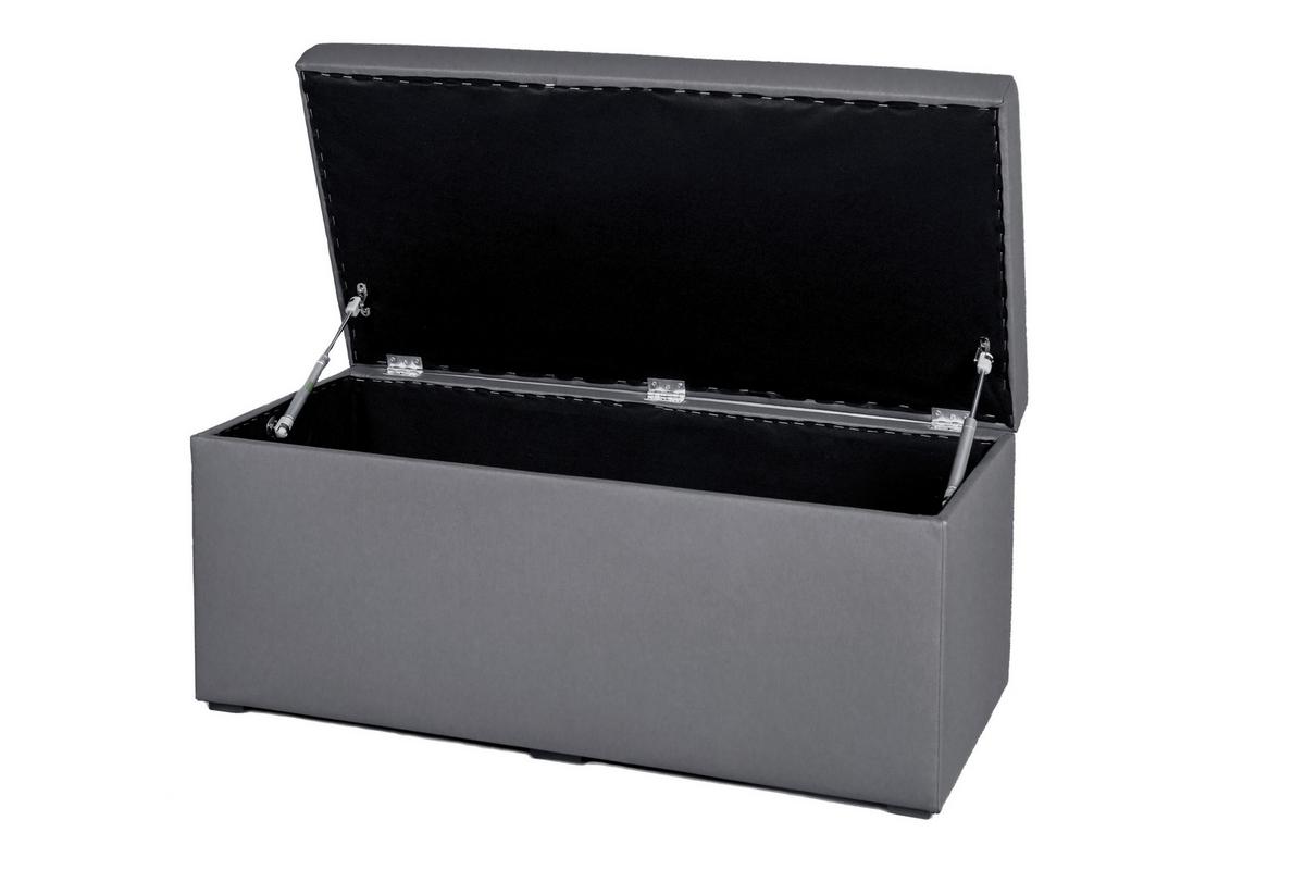 Hockerbank Pouf Welle Grau H: 45 Cm Mit Stauraum - Schwarz/Grau, Basics, Textil (90/45/42cm) - P & B