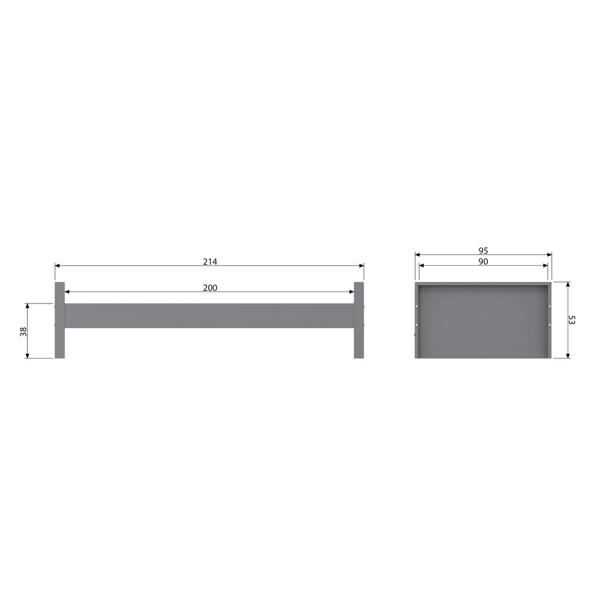 BETT Morris Grau 90x200cm - Grau, Design, Holz (90/200cm) - Livetastic