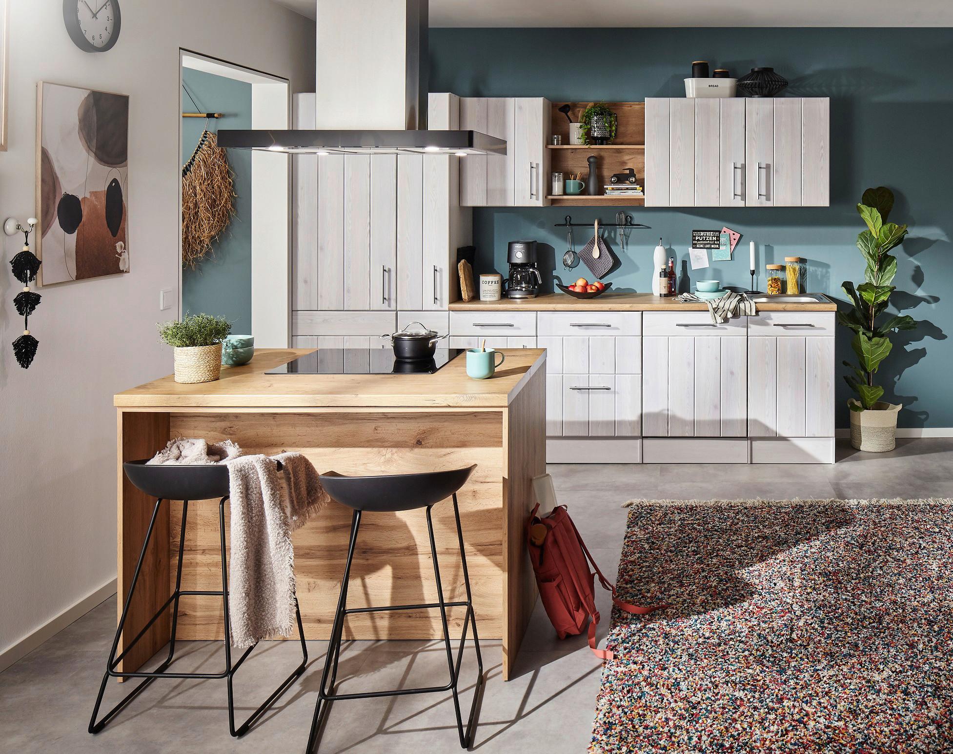 Küchenblock Anton Inselküche 310 cm - Wildeiche/Lärchefarben, LIFESTYLE, Holzwerkstoff (310-124cm) - Respekta