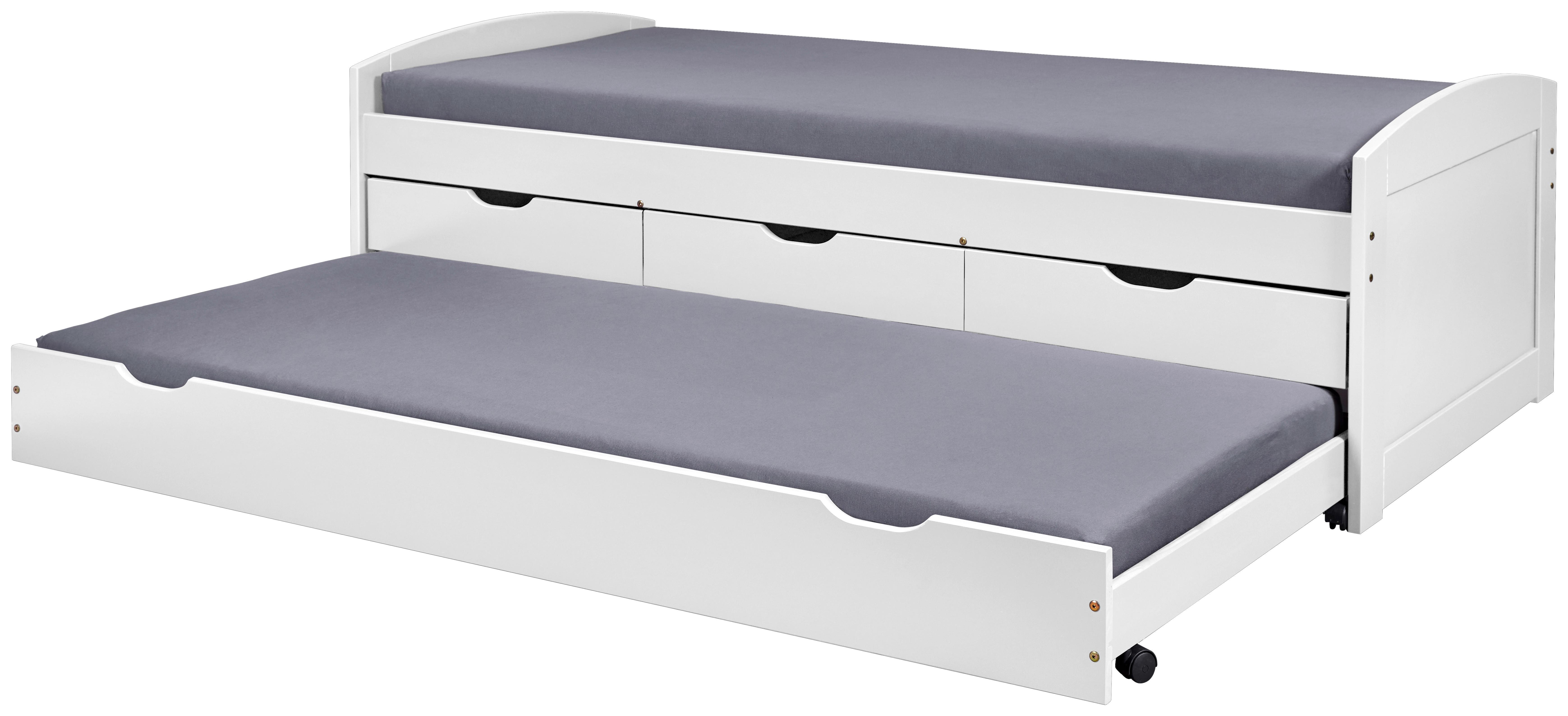 Ausziehbett Mit Lattenrost Massiv 90x190 Cm Ulli Weiß - Weiß/Braun, MODERN, Holz/Holzwerkstoff (90/190cm) - MID.YOU