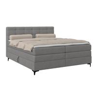 Boxspringbett MITTO Grau 160x200 cm - Schwarz/Grau, KONVENTIONELL, Textil/Metall (160/200cm)