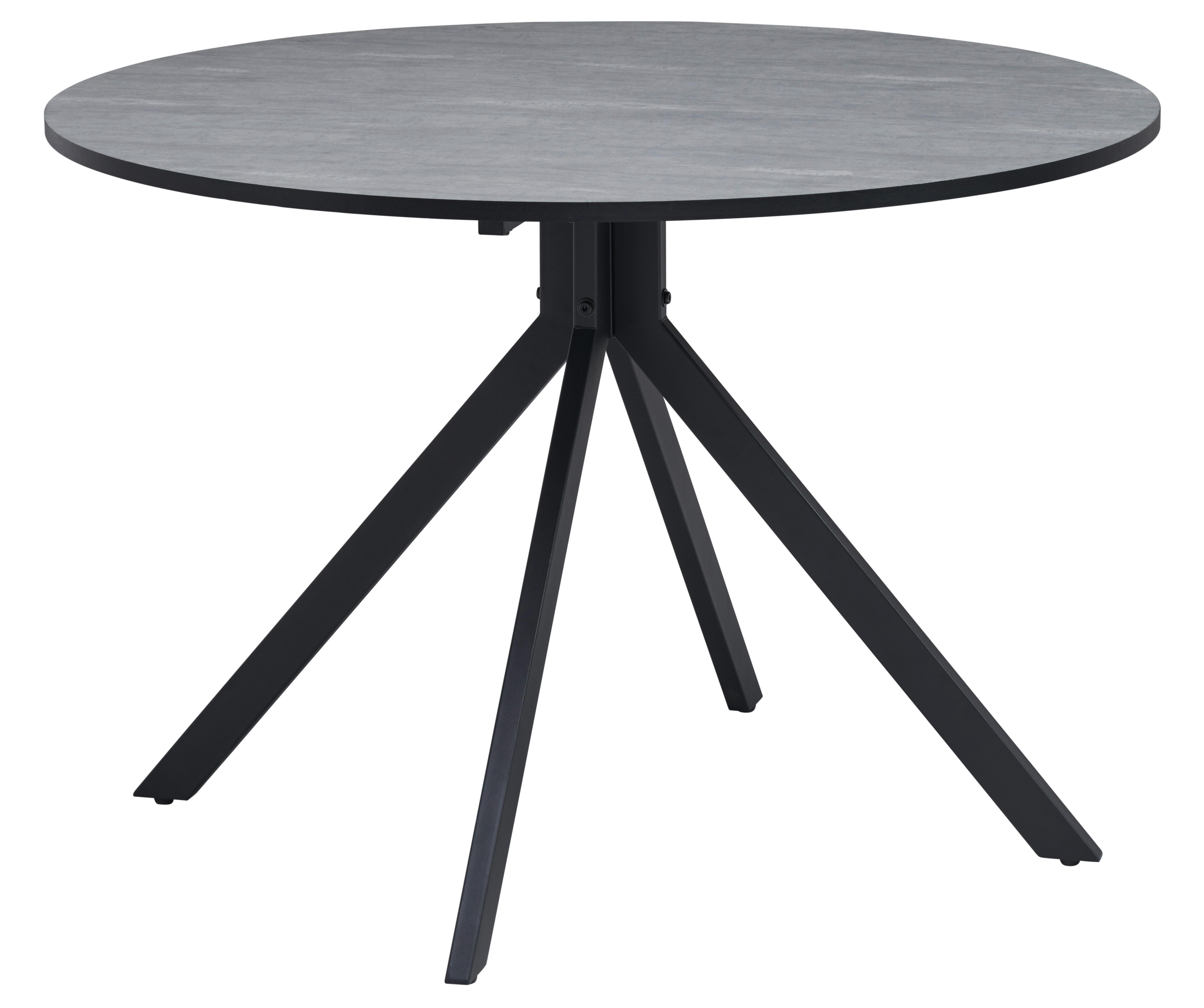 Esstisch Lennox Mdf Melamin Grau, B: 110 cm - Schwarz/Grau, KONVENTIONELL, Holzwerkstoff/Metall (110/110/76cm) - MID.YOU