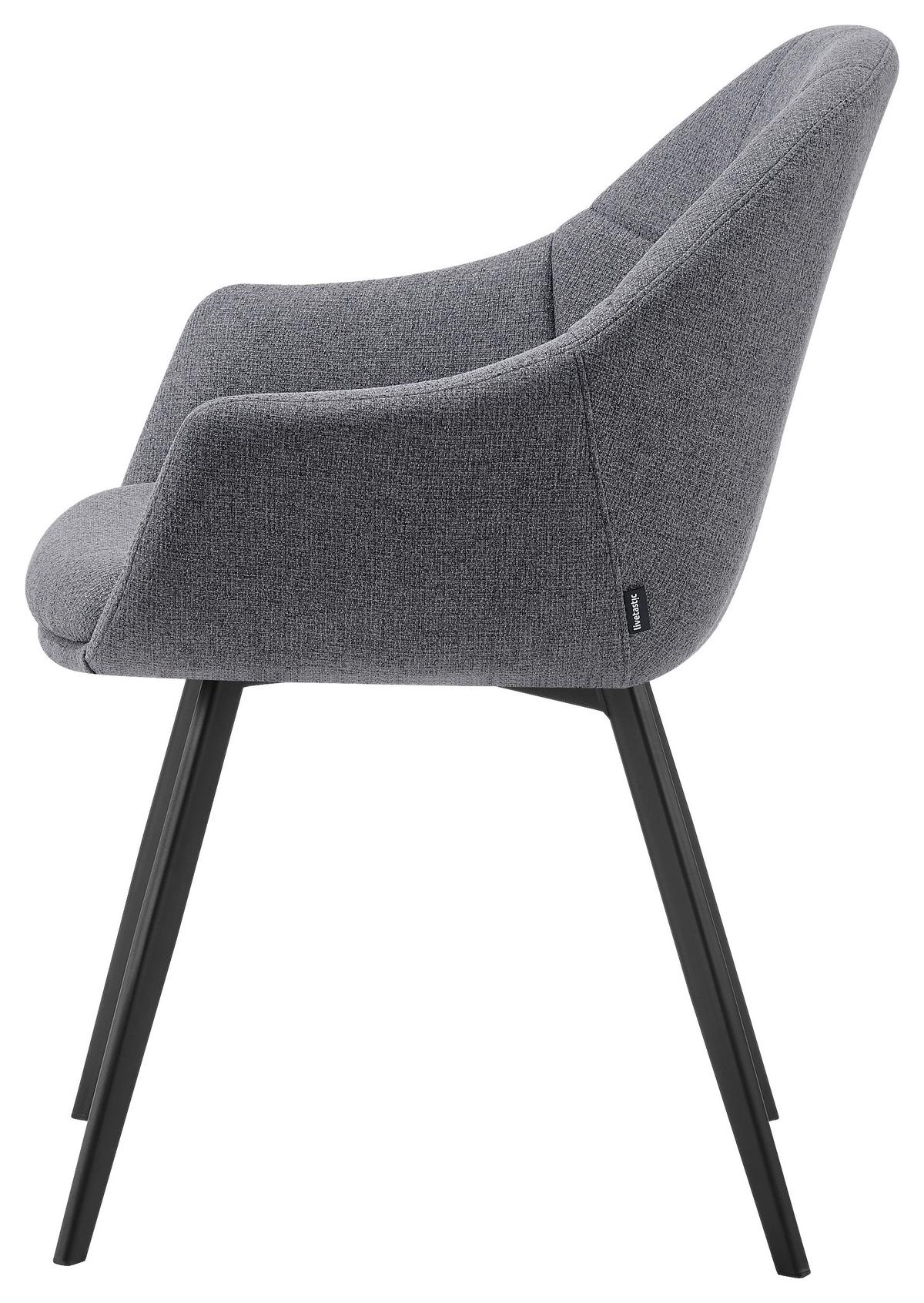 Vierfußstuhl Modo Grau/Schwarz B: 57 cm - Schwarz/Grau, MODERN, Holz/Textil (57/84,5/60,5cm) - Livetastic