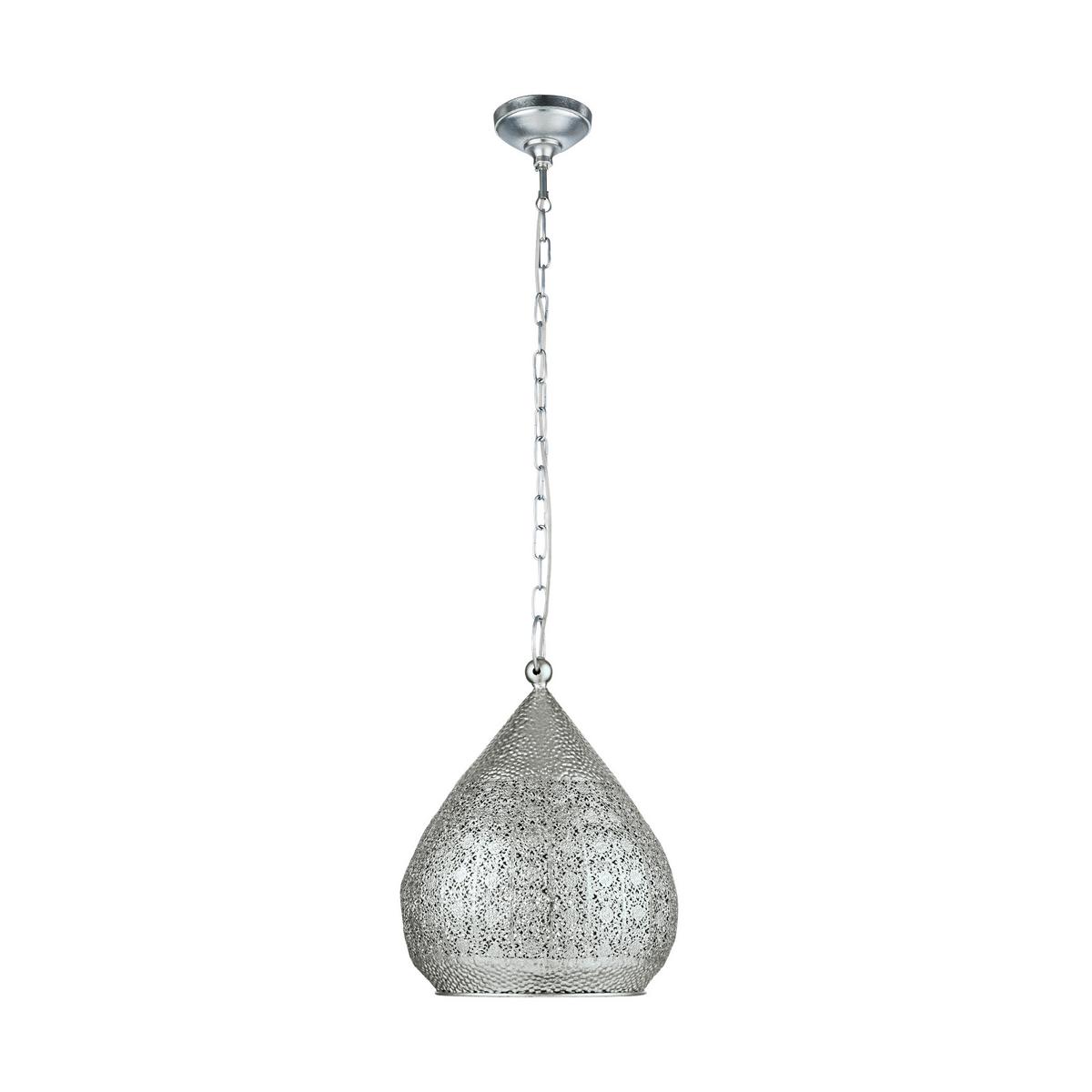 Hängeleuchte Melilla H: 110cm 1-Flammig, Stahl Matt - Silberfarben, Basics, Metall (33/110cm) - Eglo