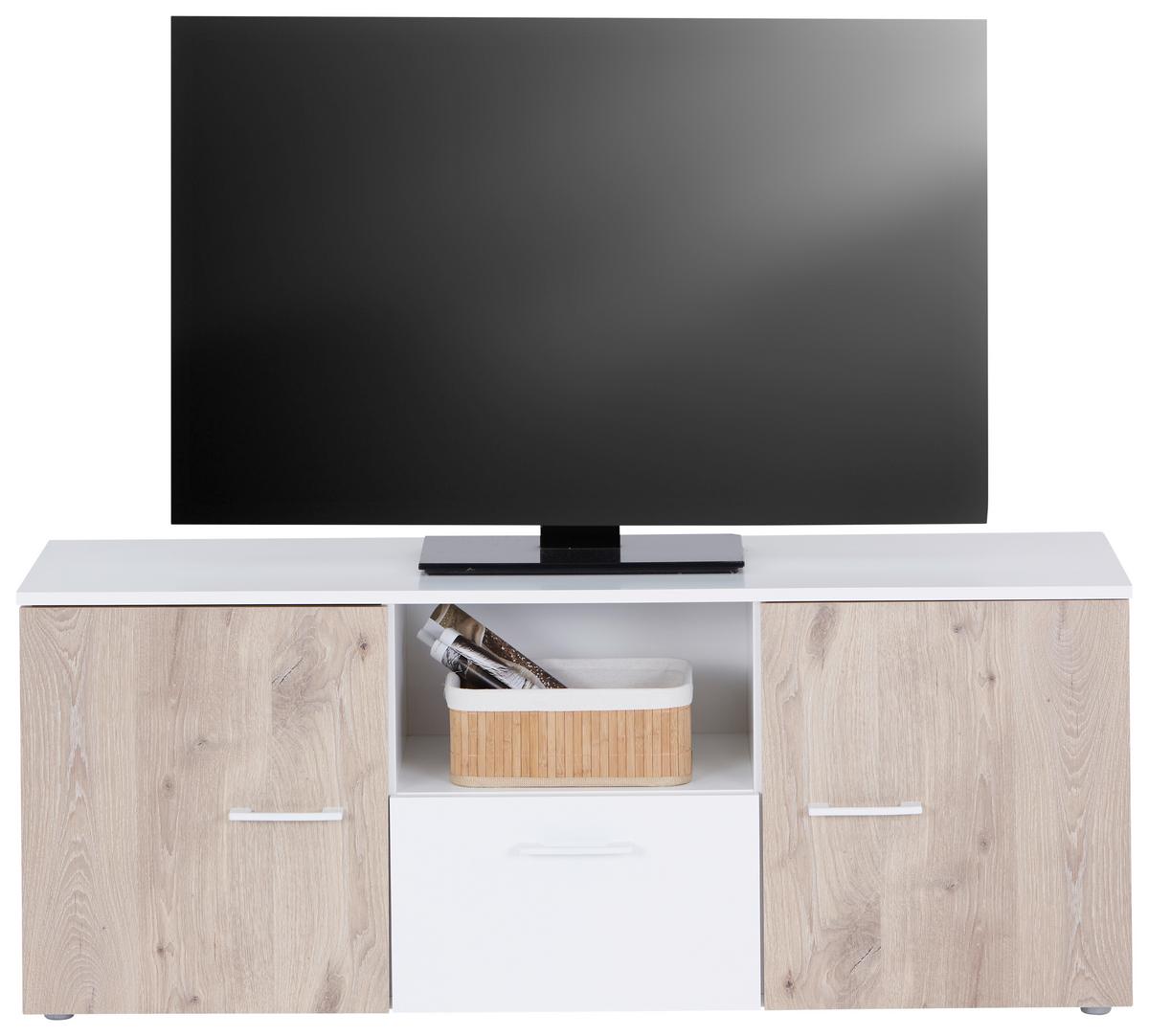 Tv-elem Alex - tölgyfa színű/fehér, Konventionell, faalapú anyag (135/54/37cm)