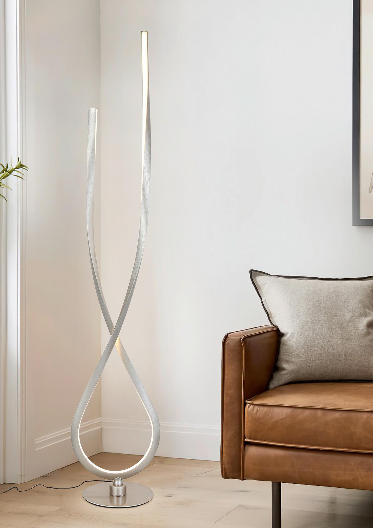 Led-stehleuchte Kui - Champagner/Schwarz, MODERN, Kunststoff/Metall (26/150,5cm)