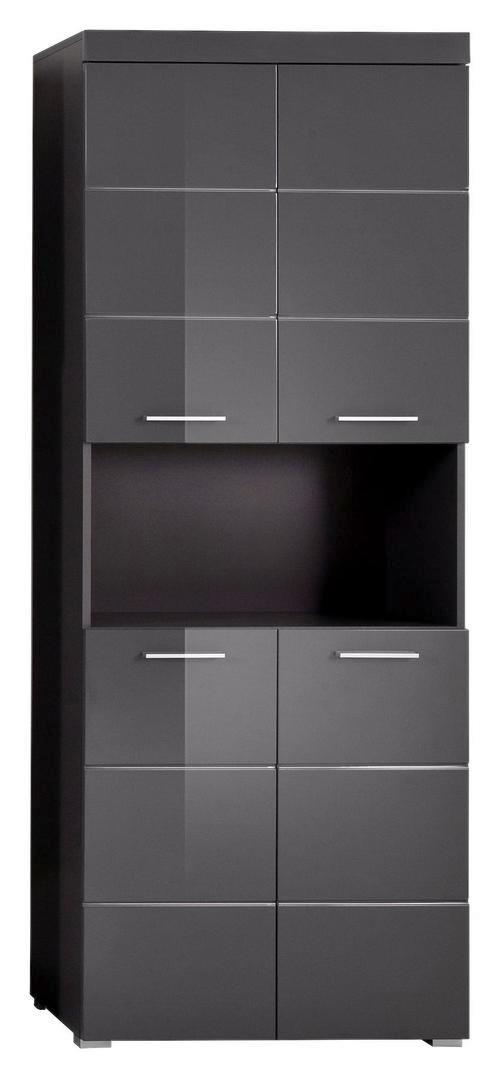 Hochschrank Amanda B: 73 cm Grau - Silberfarben/Grau, MODERN, Holzwerkstoff (73/190/31cm) - MID.YOU