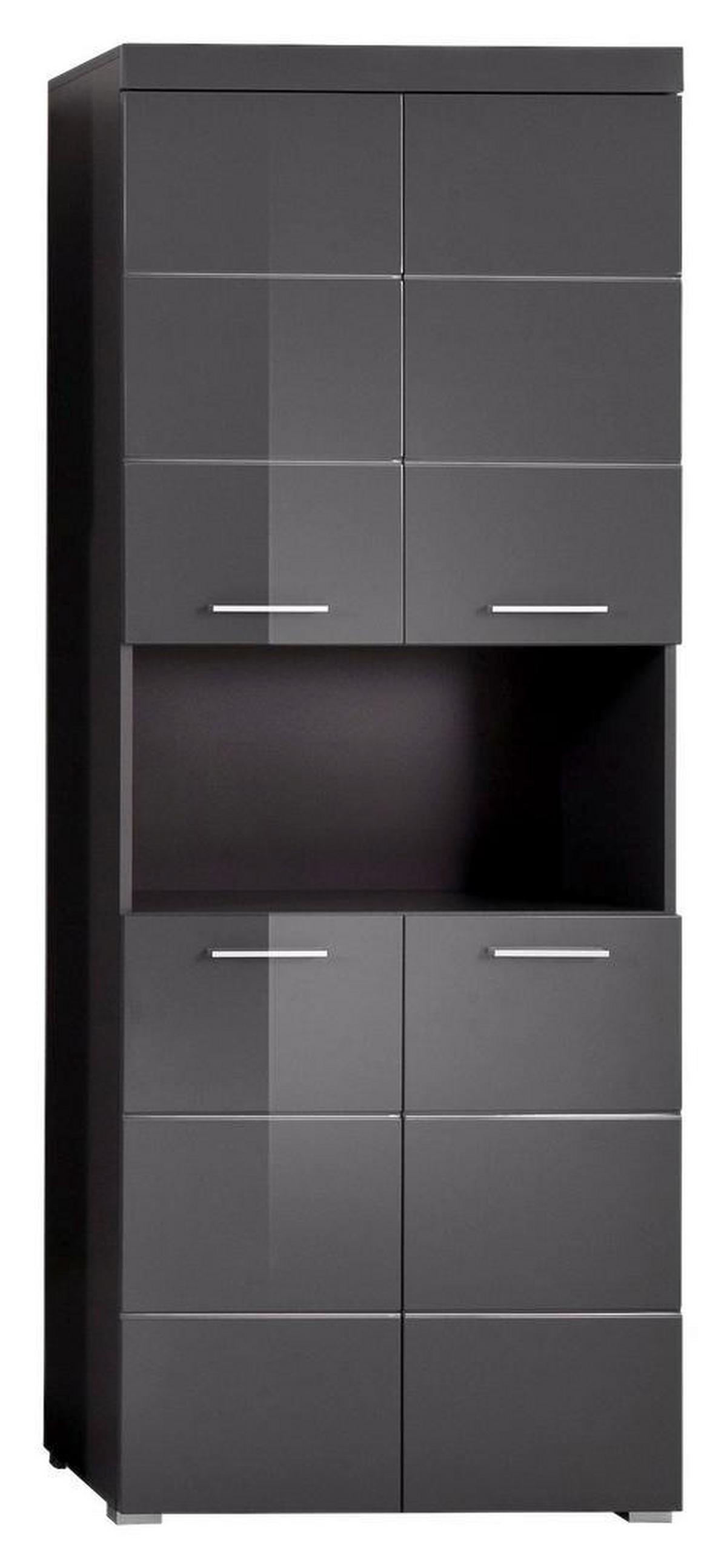 Hochschrank Amanda B: 73 cm Grau - Silberfarben/Grau, MODERN, Holzwerkstoff (73/190/31cm) - MID.YOU