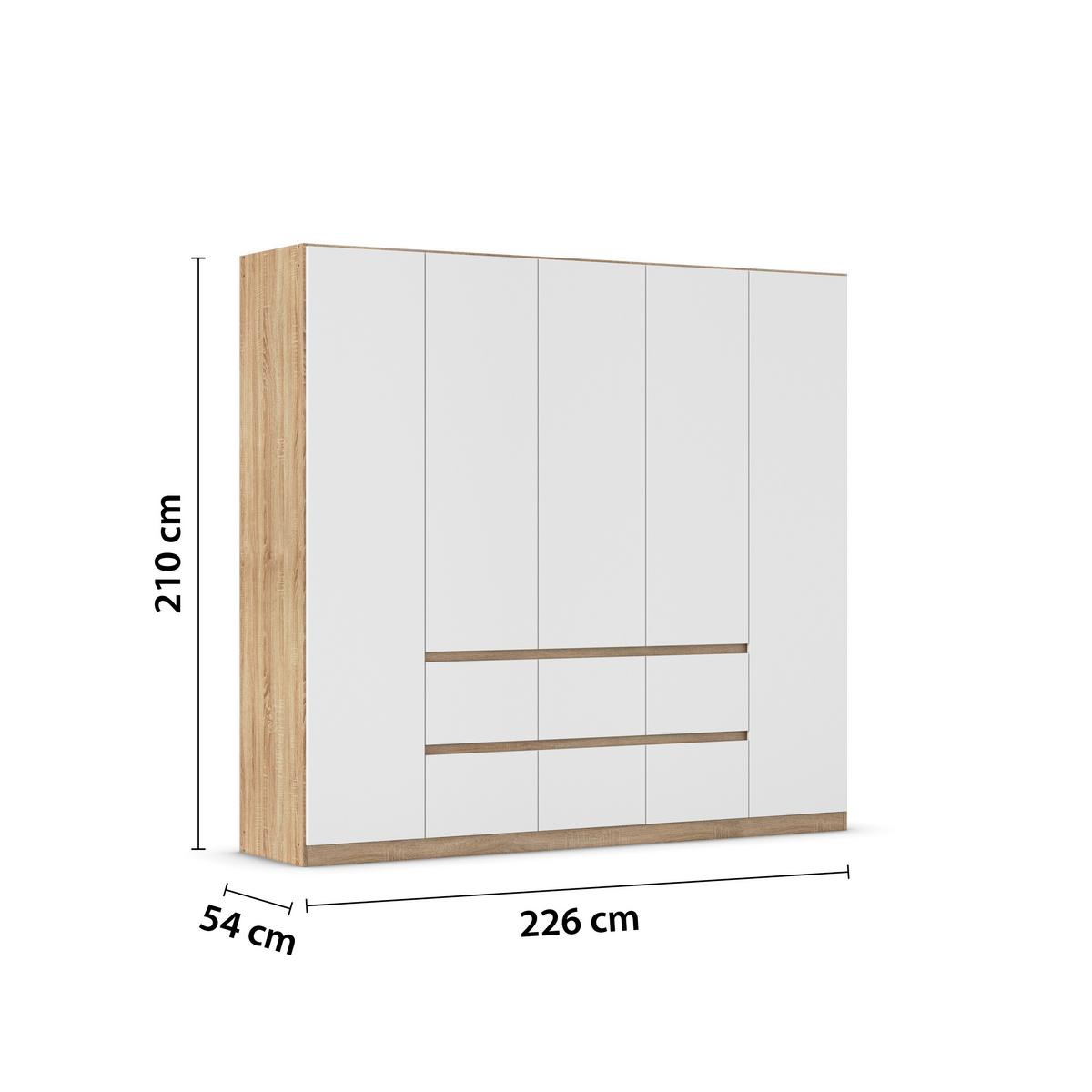 Drehtürenschrank Mainz Eichefarben B: 226 cm - Eichefarben/Weiß, Basics, Holzwerkstoff (226/210/54cm) - Rauch Möbel