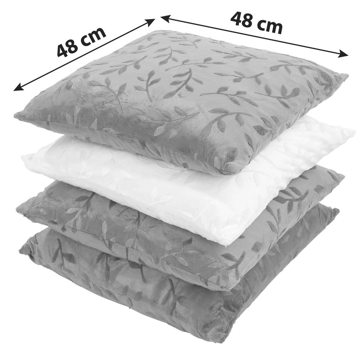Zierkissen Petra 48x48 cm Mikrofaser Blätterdesign - Sandfarben/Beige, KONVENTIONELL, Textil (48/48cm) - Ondega