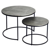 Beistelltischset 2-teilig Aluminium lackiert - Silberfarben/Schwarz, Design, Metall (60/45/60cm) - Livetastic
