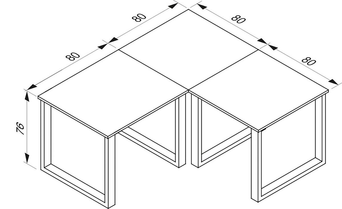 Eckschreibtisch Lona 160x160cm Weiß - Weiß, MODERN, Holzwerkstoff/Metall (160/160/76cm) - MID.YOU