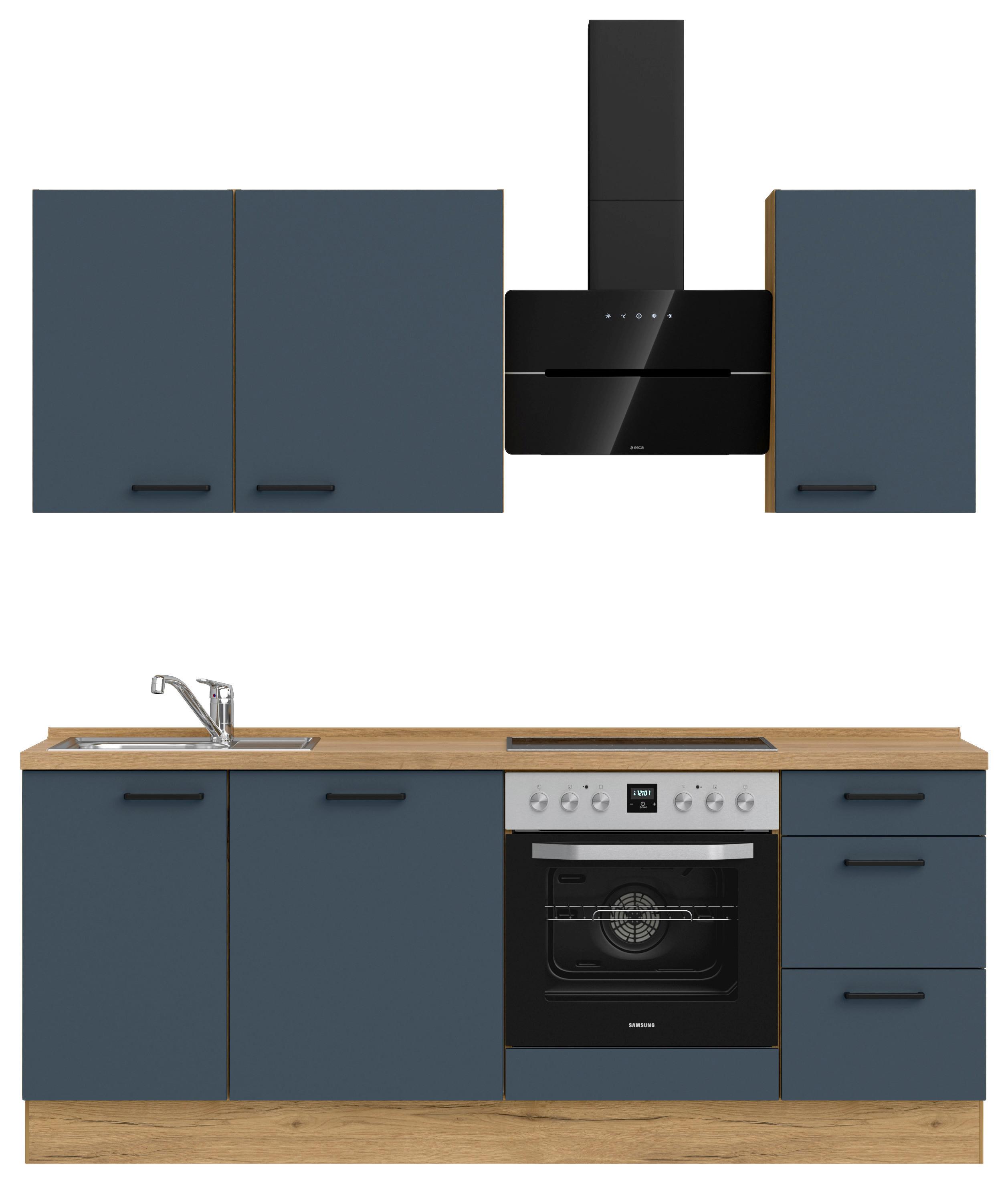 Küchenleerblock Easytouch High-Line, H5 Rechts - Blau/Eichefarben, MODERN, Holzwerkstoff (210cm) - Nobilia