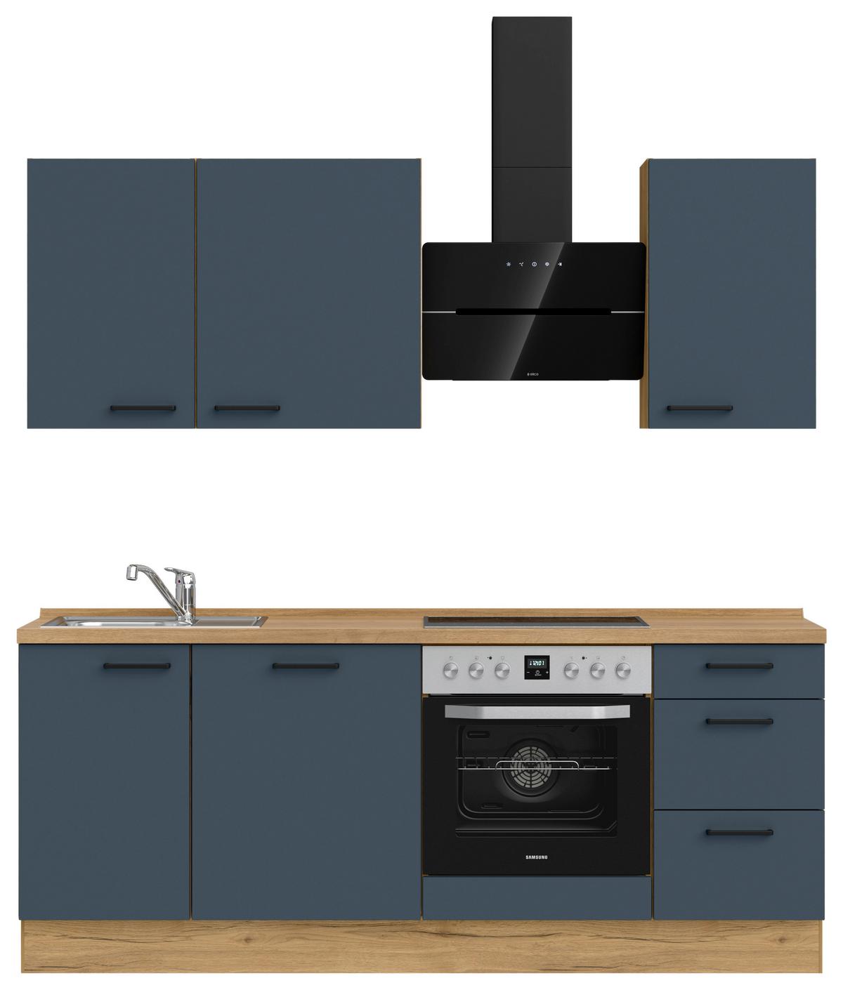 Küchenleerblock Easytouch High-Line, H5 Rechts - Blau/Eichefarben, MODERN, Holzwerkstoff (210cm) - Nobilia