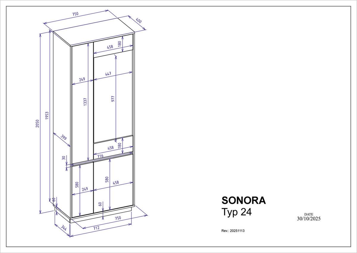 Vitrine Sonora Kaschmir/Eiche B: 75cm - Kaschmir/Eiche Artisan, Design, Glas/Holzwerkstoff (75/205/40cm) - MID.YOU