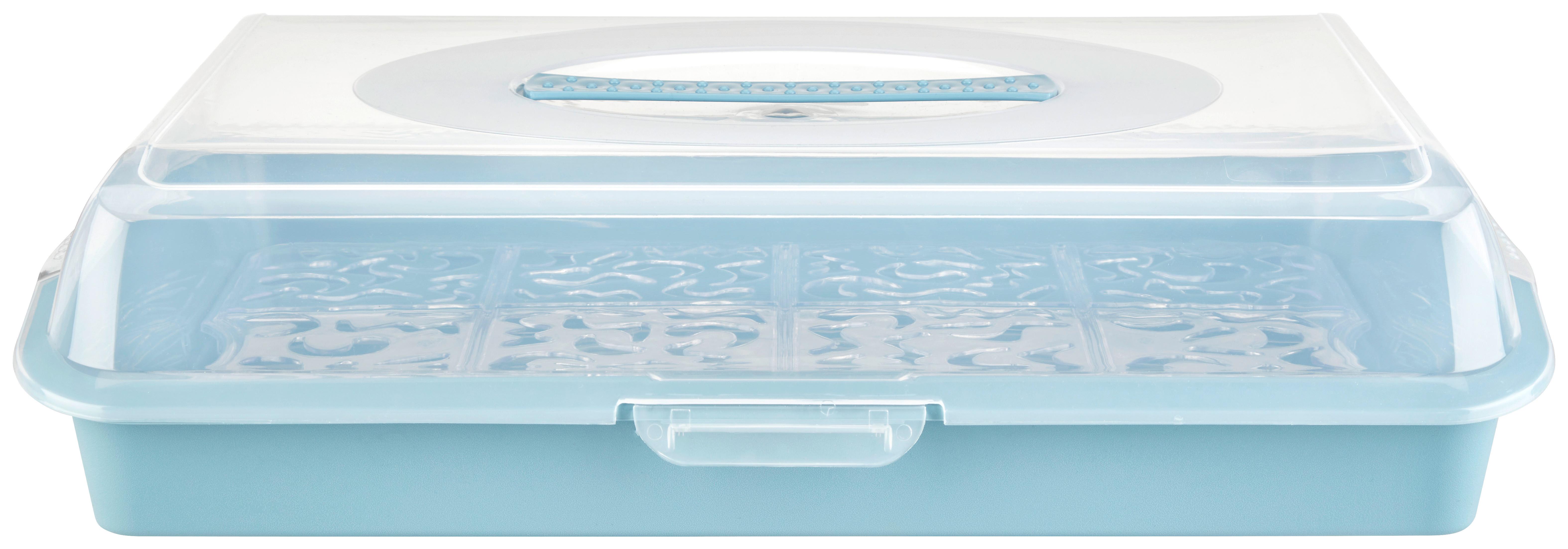 PŘENOSNÝ BOX NA MOUČNÍKY MARCO - průhledné/světle modrá, Moderní, plast (35/45/11cm)