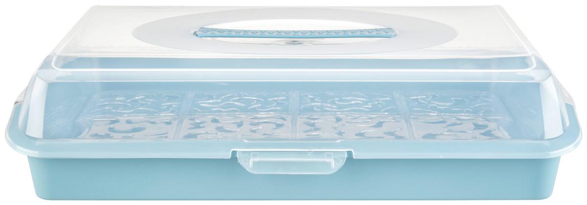 BOX NA PRENÁŠANIE MÚČNIKOV MARCO - priehľadné/svetlomodrá, Modern, plast (35/45/11cm)