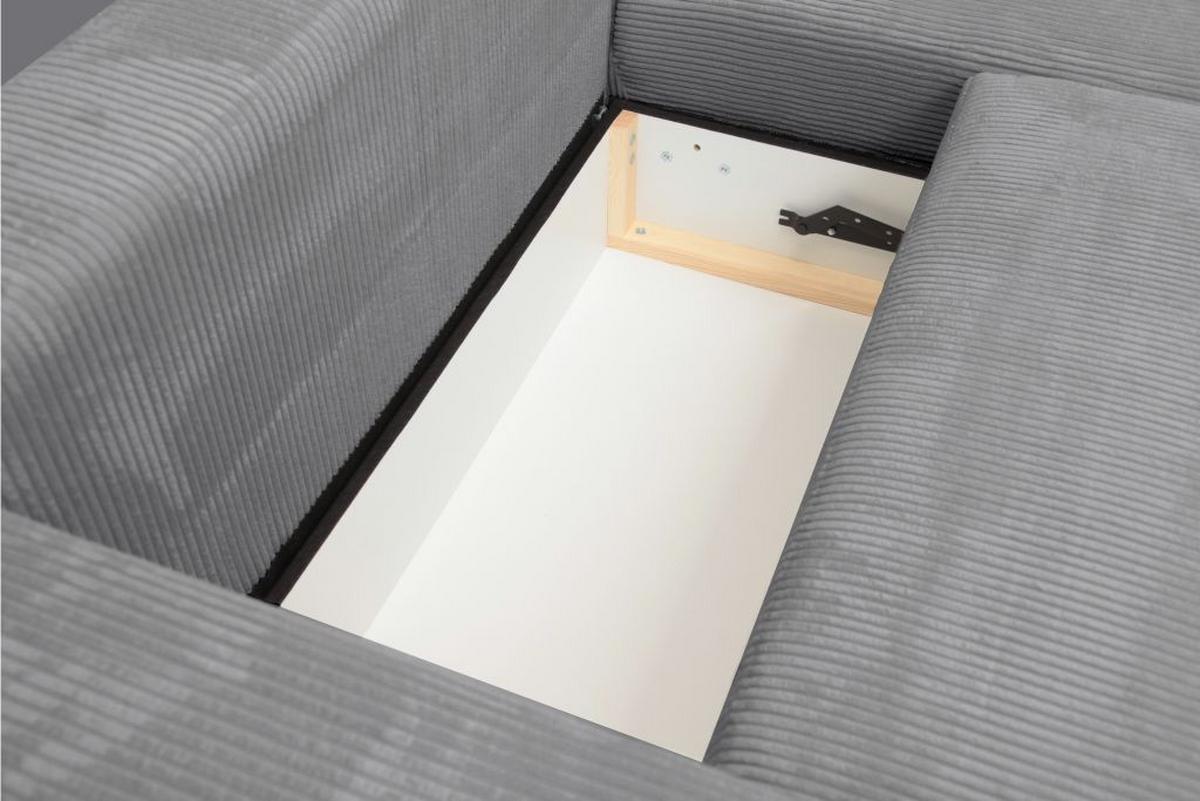 Rohová sedačka XELA, sedenie boxspring, sivý menč. - čierna/sivá, Modern, textil (265/170cm)