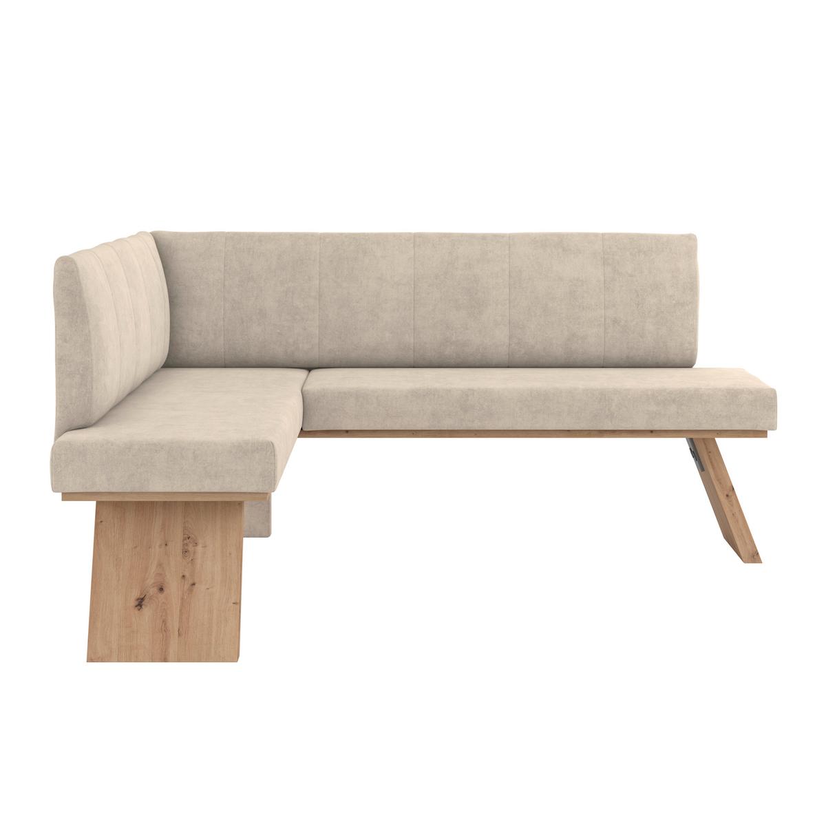 Eckbank Emma Ii Webstoff Beige, B: 150 Cm - Eichefarben/Beige, KONVENTIONELL, Holzwerkstoff/Textil (150/185cm)