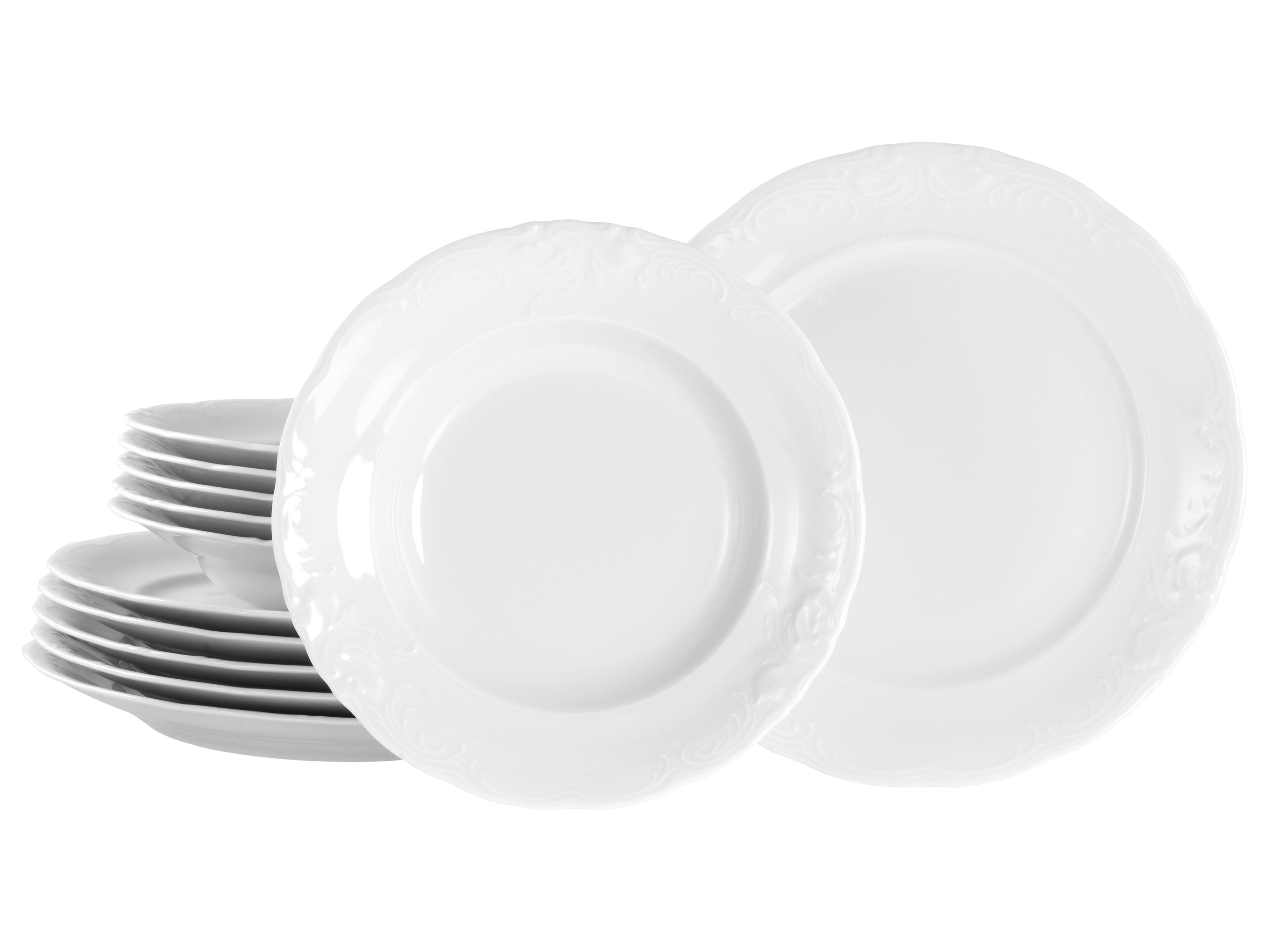 Tafelservice Frederike Weiss Porzellan, 6 Pers., 12-teilig - Weiß, Basics, Keramik - Creatable