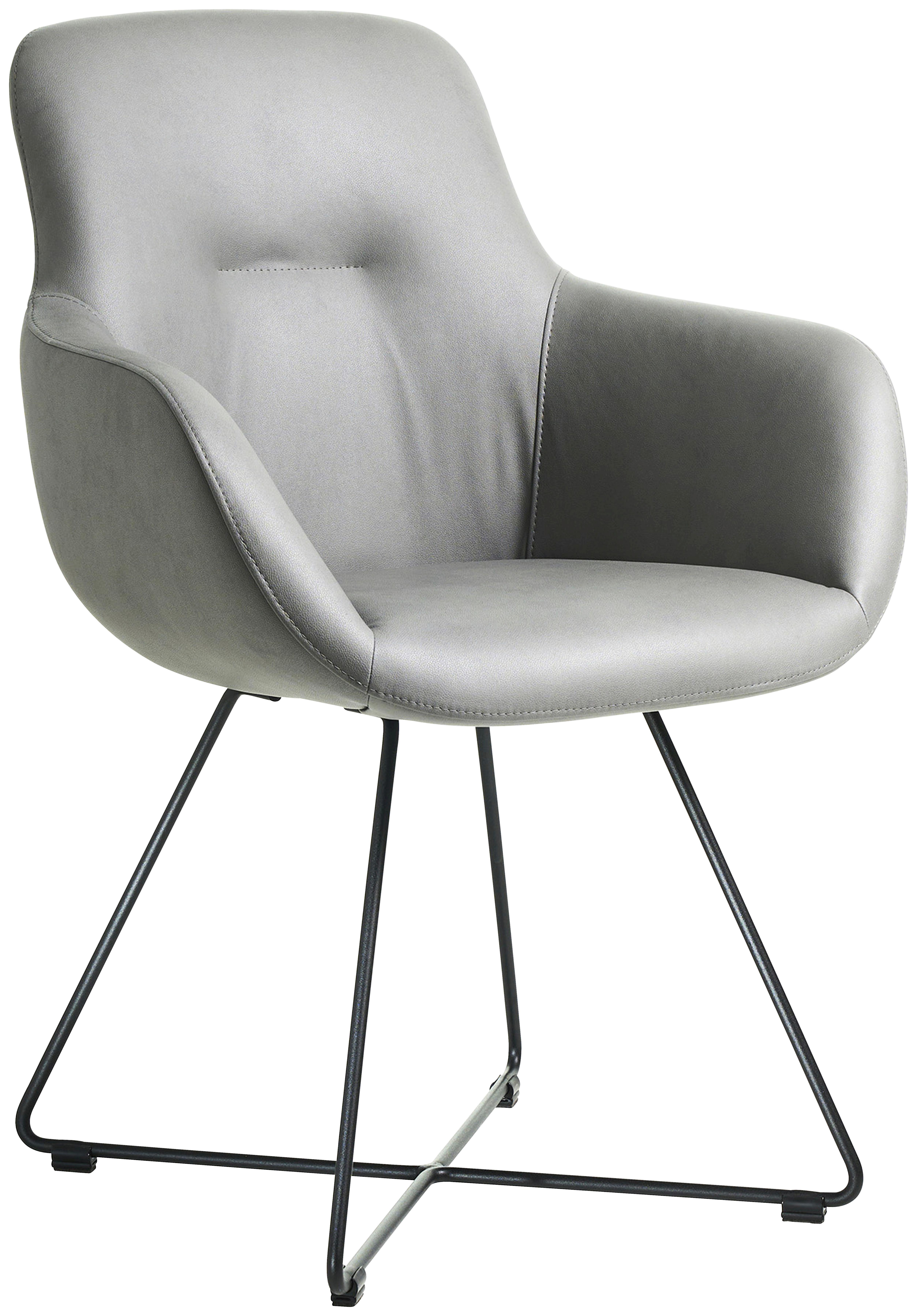 STOLIČKA S PODRÚČKAMI CROSS-CHA - čierna/svetlosivá, Basics, kov/textil (62/89/61cm) - Celina Home