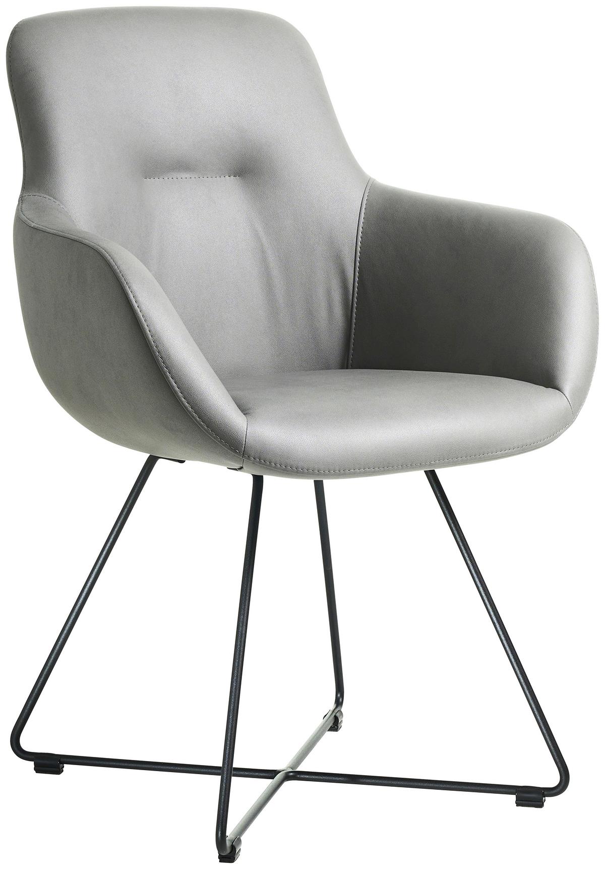 STOLIČKA S PODRÚČKAMI CROSS-CHA - čierna/svetlosivá, Basics, kov/textil (62/89/61cm) - Celina Home