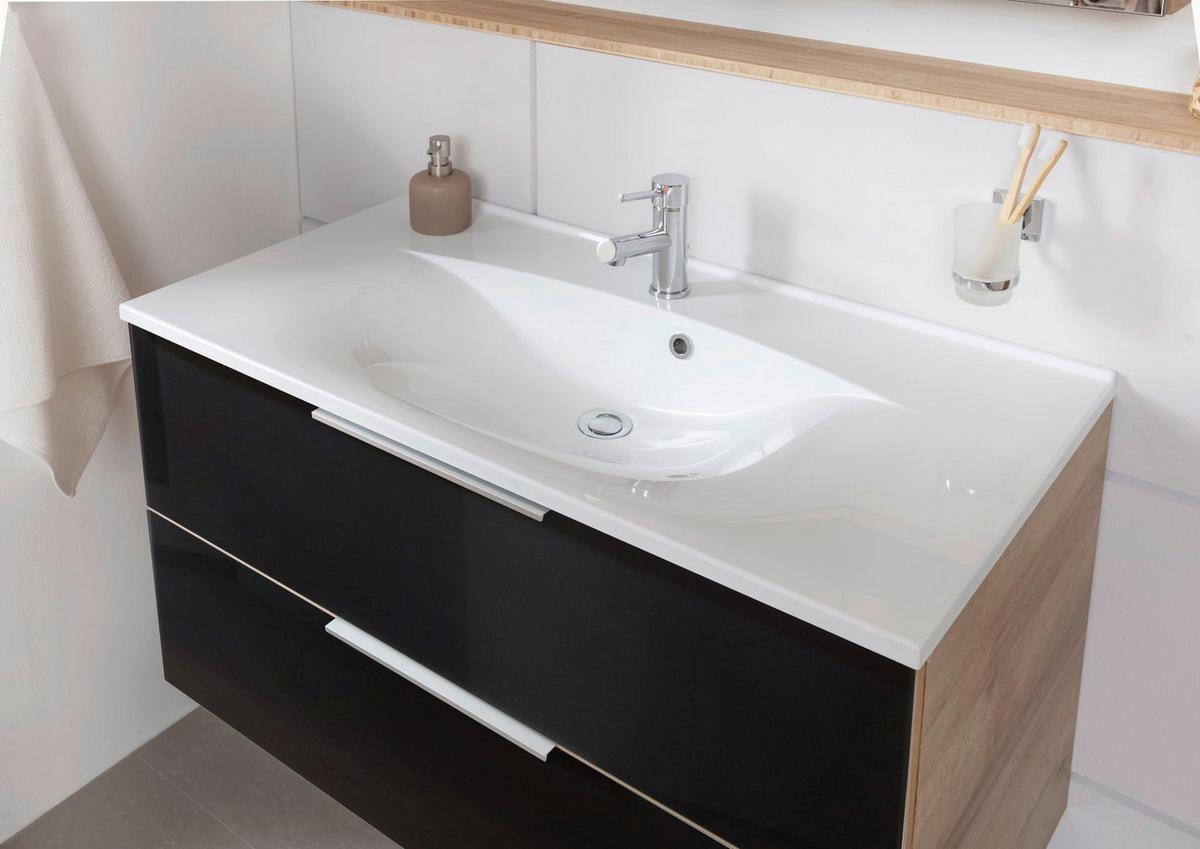 Waschtsichkombi B.Brilliant Anthrazit/Eichefarben B: 100cm - Eichefarben/Anthrazit, Basics, Glas/Holzwerkstoff (100/56,2/50cm) - MID.YOU