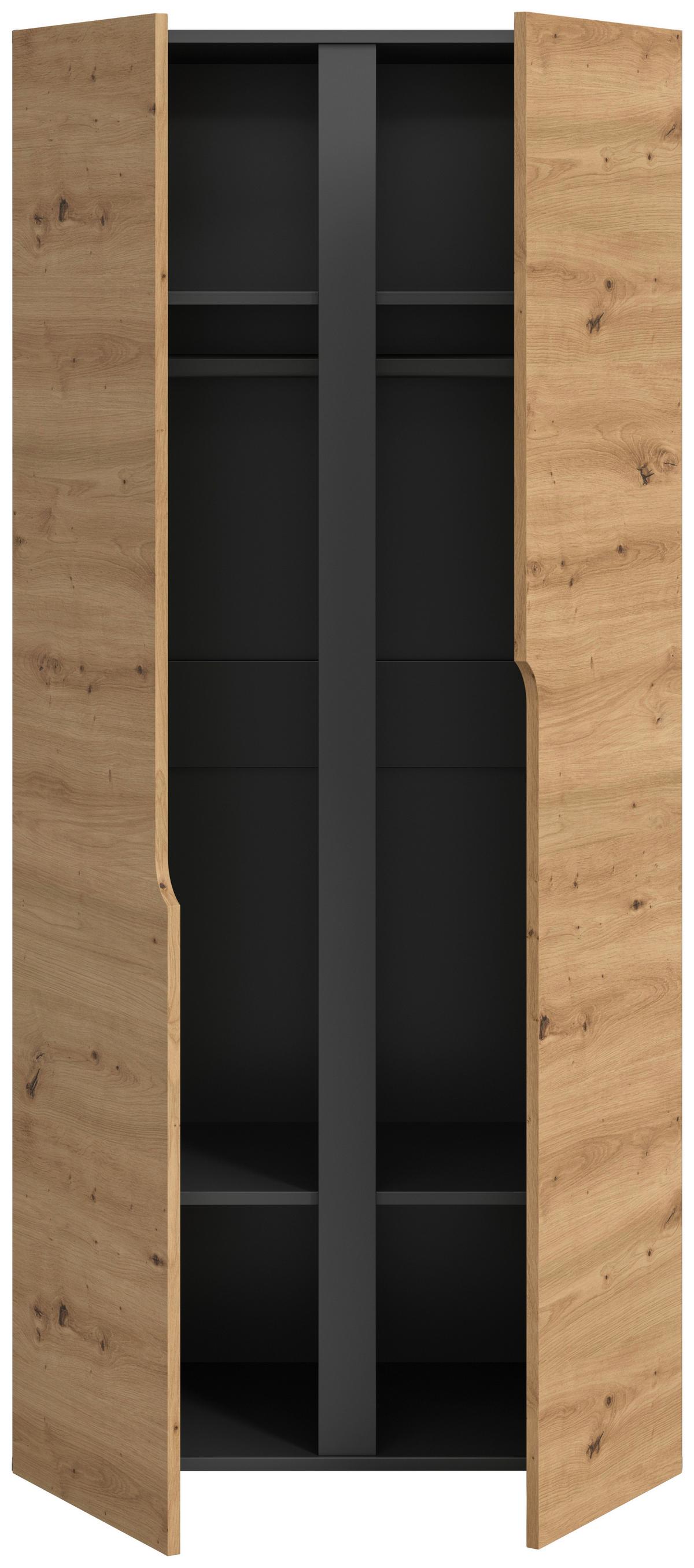 Drehtürenschrank Anga Anthr. /Eiche Artisan Dekor B: 80cm - Anthrazit/Eiche Artisan, MODERN, Holzwerkstoff (80/180/51cm) - MID.YOU