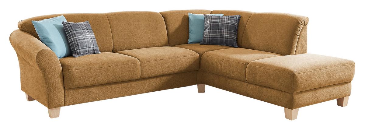 Ecksofa Gotland senfgelb, 257x212 cm - Senfgelb/Naturfarben, KONVENTIONELL, Textil (257/212cm) - Sit & More