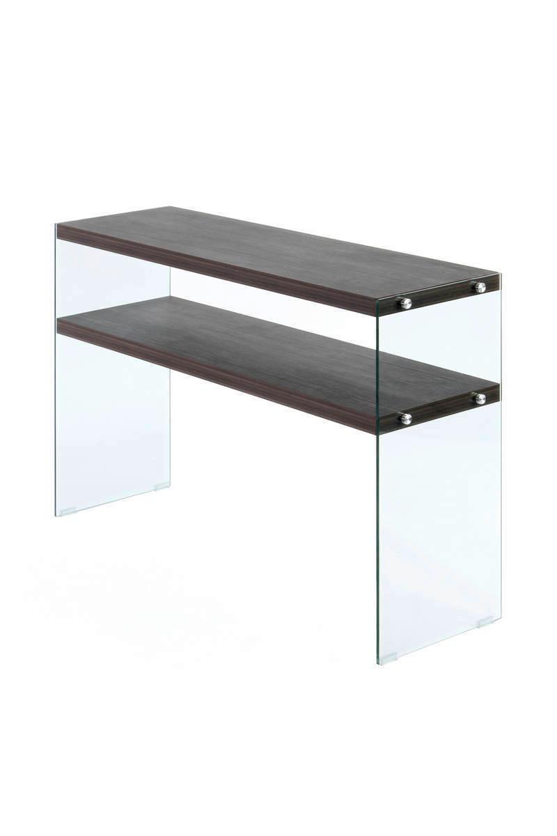 Beistelltisch mit Ablage Elementary Hellbraun - Klar/Braun, Basics, Glas/Holzwerkstoff (32/110/75cm) - Kayoom