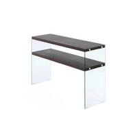 Beistelltisch mit Ablage Elementary Hellbraun - Klar/Braun, Basics, Glas/Holzwerkstoff (32/110/75cm) - Kayoom
