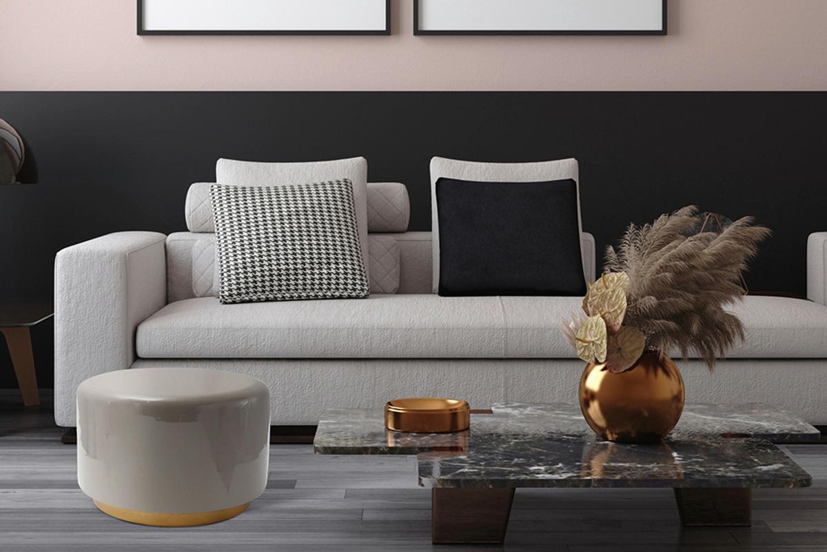 Hocker Artisse 250 Grau/goldfarben D: 51,5 Cm - Goldfarben/Grau, Design, Metall (51,5/43cm) - Kayoom