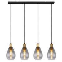 Hängeleuchte 15563-4h H: 120 Cm 4-Flammig - Messingfarben/Schwarz, Design, Glas/Textil (90/15/120cm) - Globo