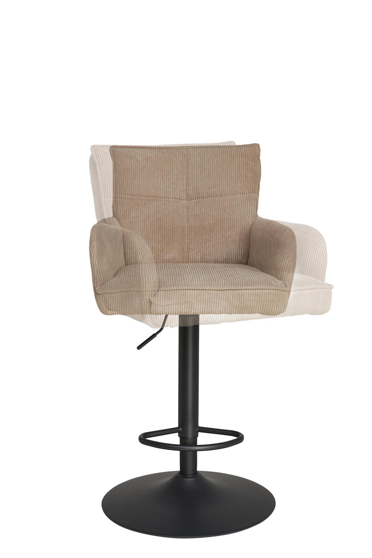 Barhocker Kai Grau Höhenverstellbar Mit Lehne - Schwarz/Grau, KONVENTIONELL, Textil/Metall (57/100-121/57cm) - MID.YOU