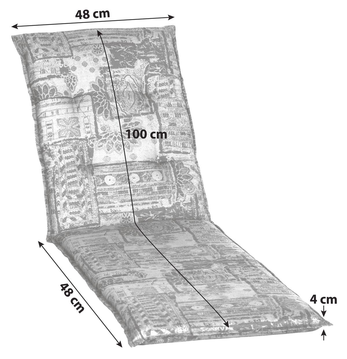 Niederlehnerauflage Genf 100x48 cm Grau - Grau, Basics, Textil (100/48/4cm) - Beo