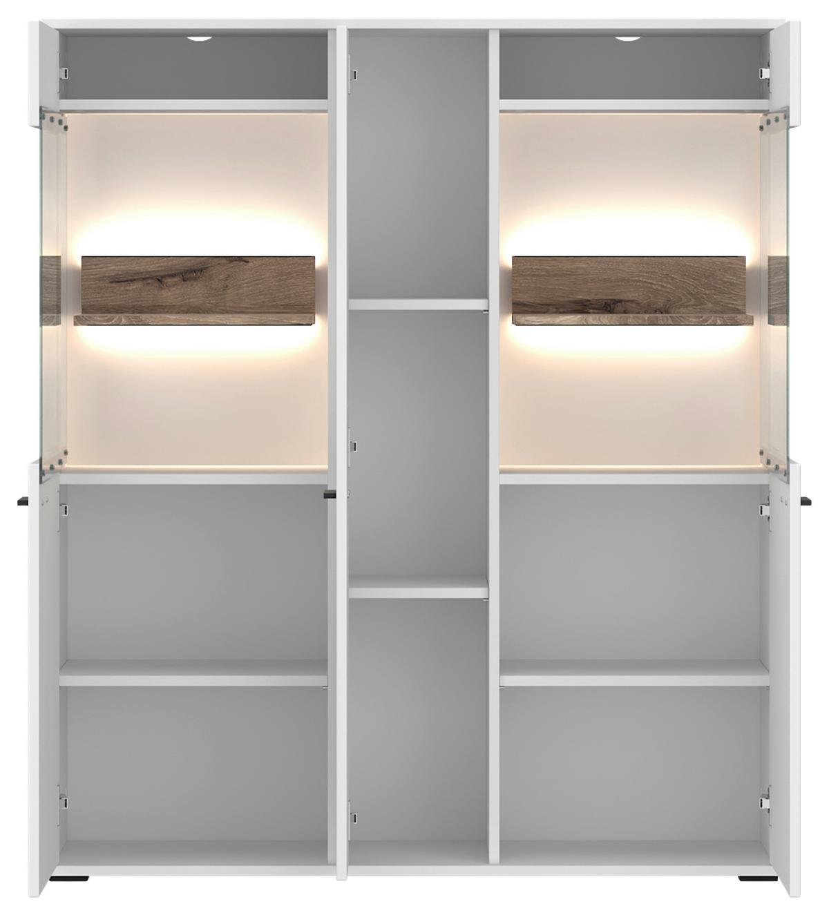 Highboard Cottia New - Eichefarben/Anthrazit, MODERN, Glas/Holzwerkstoff (115/133,7/37cm)