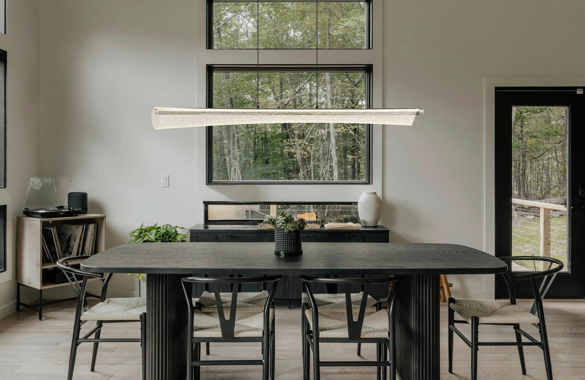 ZÁVESNÉ LED SVIETIDLO MALINDA - číra/čierna, Design, kov/plast (121/13,5/120cm) - Globo