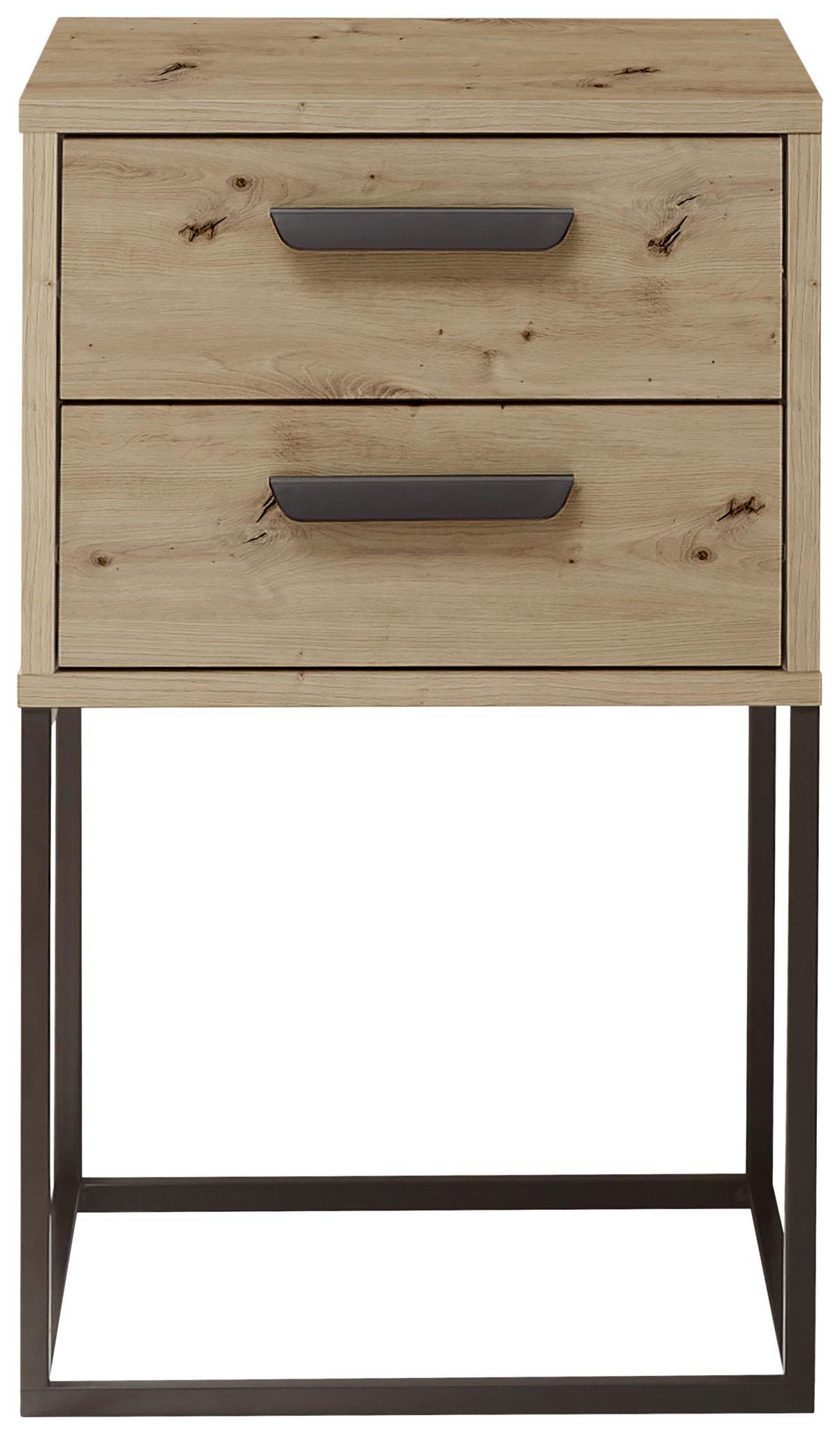 Nachtkästchen Eiche Dekor/ Schwarz H: 65 Cm Suna - Schwarz/Eiche Artisan, MODERN, Holzwerkstoff/Metall (40/65/38,5cm) - Livetastic