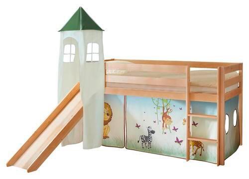 Spielbett Kasper Multicolor Kiefer Massiv 90 Cm Rutsche